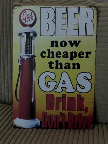 Beer cheaper than gas Tekstbord / reclamebord  beschikbaar voor biedingen