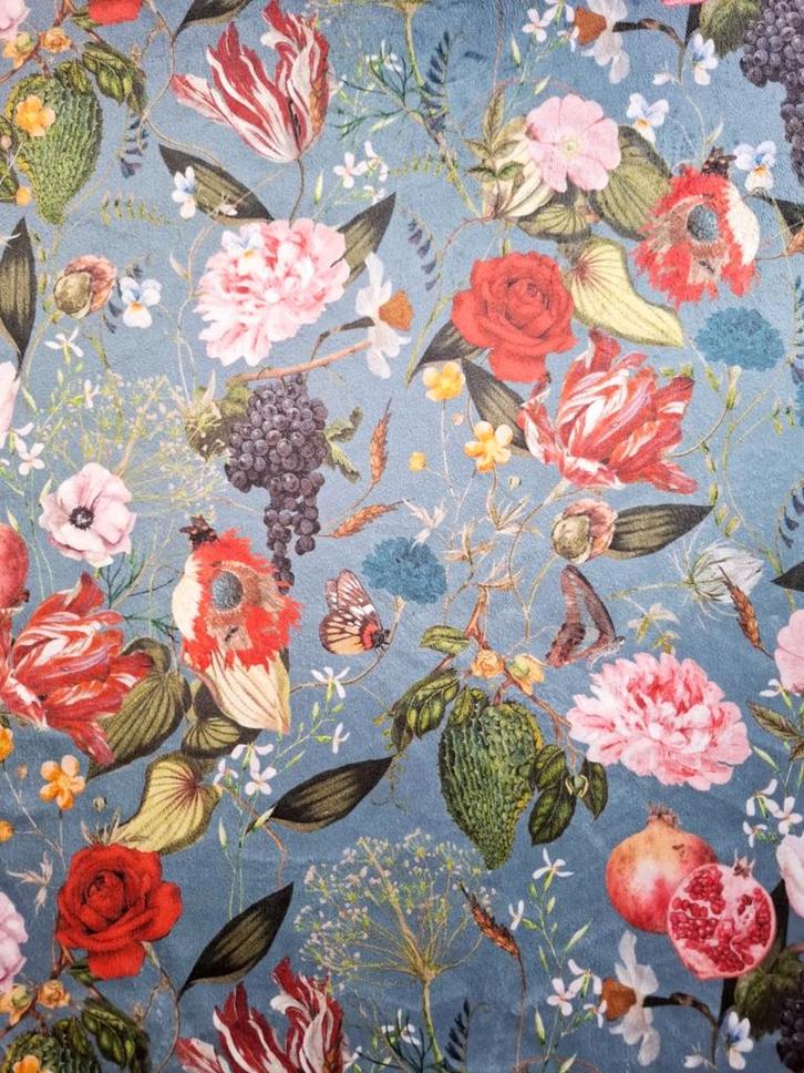 Fluweel stof met bloemdessin - 3 meter (140cm breed), Hobby en Vrije tijd, Stoffen en Lappen, Nieuw, Overige materialen, 120 cm of meer