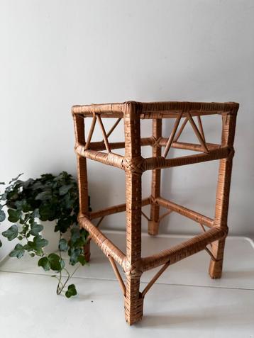 Vintage rotan plantentafeltje beschikbaar voor biedingen