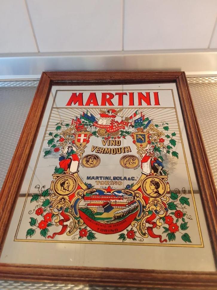 Vintage reclame spiegel van Martini, Verzamelen, Merken en Reclamevoorwerpen, Gebruikt, Reclamebord, Ophalen of Verzenden