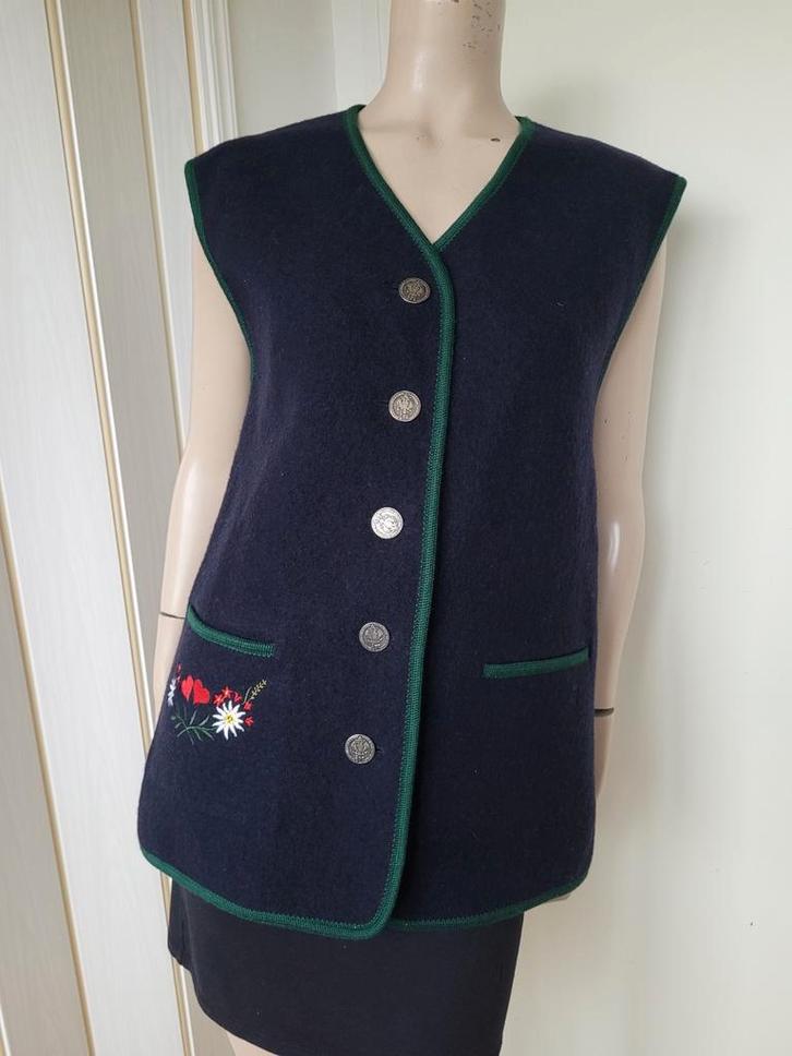 Vintage Elegance Seiler wollen gilet  maat 38/40, Kleding | Dames, Bodywarmers, Zo goed als nieuw, Maat 38/40 (M), Blauw, Ophalen of Verzenden