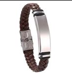 Lederen gevlochten armband met stainless steel, Leer, Ophalen of Verzenden, Sieraadspecialist, Nvt