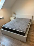 IKEA Malm 140 * 200 cm twijfelaar incl. Lattenbodem + matras, Wit, Tweepersoons, Zo goed als nieuw, Minimalistisch
