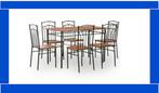 complete set 7-delige Eethoek + stoelen MDF en staal bruin, Verzenden, Nieuw, Modern, klassiek, landelijk, tijdloos, trendy, 4 tot 6 stoelen