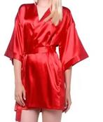 Kimono badjas rood satijn-look, Kleding | Dames, Ophalen of Verzenden, Rood, Badjas