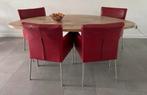 Leren eetkamer stoelen, Ophalen, Rood, Vier