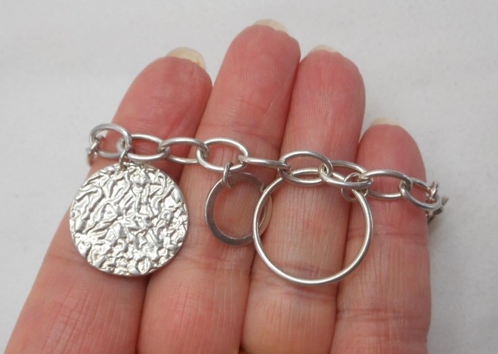 Zilveren Fossil armband met bedels nr.1277, Verzenden, Zo goed als nieuw, Met bedels of kralen, Zilver