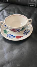 Boerenbont soepkom met schotel Boch, Huis en Inrichting, Keuken | Servies, Ophalen of Verzenden, Zo goed als nieuw, Kop(pen) en/of Schotel(s)