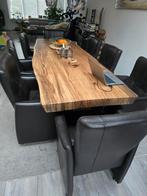 6 of 8 bruin leren eetkamerstoelen, Huis en Inrichting, Stoelen, Ophalen, Bruin, Leer, Vijf, Zes of meer stoelen