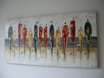 Schilderij Figuratief - Rood Blauw Groen - 140 x 70 - Nieuw beschikbaar voor biedingen