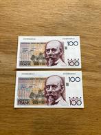 2 stuks - 100 francs Ensor UNC - opvolgende nummers, Ophalen of Verzenden, Setje