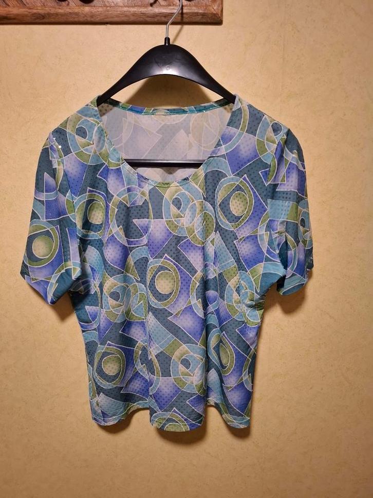 Shirt Abstract patroon pailletten maat M geschat zie afmetin, Kleding | Dames, Tops, Gedragen, Maat 38/40 (M), Overige kleuren