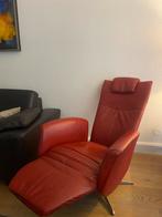 Rode leren relaxstoel - Uitklapbaar, Huis en Inrichting, Fauteuils, Ophalen, Gebruikt, Leer, 75 tot 100 cm