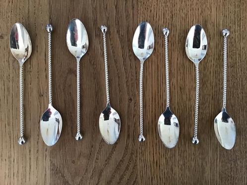 8 verzilverde koffielepeltjes. DE  stijlappeltje, Antiek en Kunst, Antiek | Bestek, Ophalen of Verzenden
