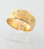 Brede 14 Karaat Gouden Ring Damesring 9 Diamanten, Verzenden, Nieuw, Met edelsteen, Dame