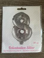 Zilveren Folieballon "8" - Nieuw!, Ophalen of Verzenden, Nieuw, Versiering, Verjaardag