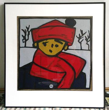 Jongetje Bart Drost in de winter - Bart Drost 1955 (Venlo) beschikbaar voor biedingen