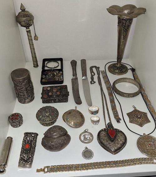Lot van div zilver & Verzilverde items verzameling 1 koop, Antiek en Kunst, Antiek | Goud en Zilver, Zilver, Ophalen of Verzenden