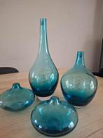 4 Vintage Ikea Salong vazen, Johanna Jelink, Gebruikt, Blauw, Ophalen of Verzenden, Glas