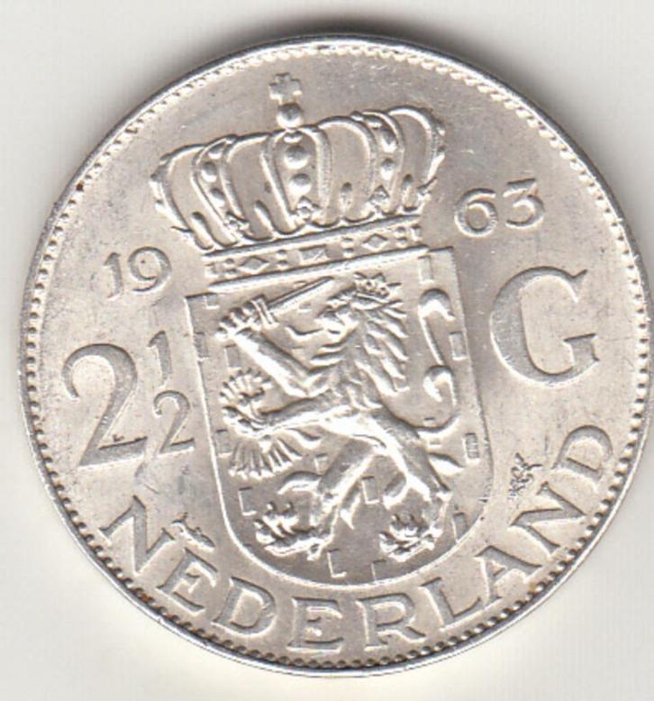 Juliana - 2 1/2 gulden 1963 XF zilver 15g 720/1000, Postzegels en Munten, Munten | Nederland, 2½ gulden, Koningin Juliana, Zilver