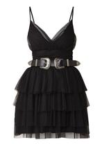 Zwarte tule jurk met western riem, Zwart, Nieuw, Ophalen of Verzenden, Nikkie