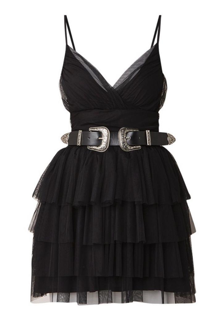 Zwarte tule jurk met western riem, Kleding | Dames, Jurken, Nieuw, Maat 34 (XS) of kleiner, Zwart, Boven de knie, Ophalen of Verzenden