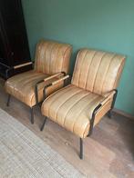 Industriële stoelen met leer, Huis en Inrichting, Stoelen, Ophalen, Gebruikt, Bruin, Leer