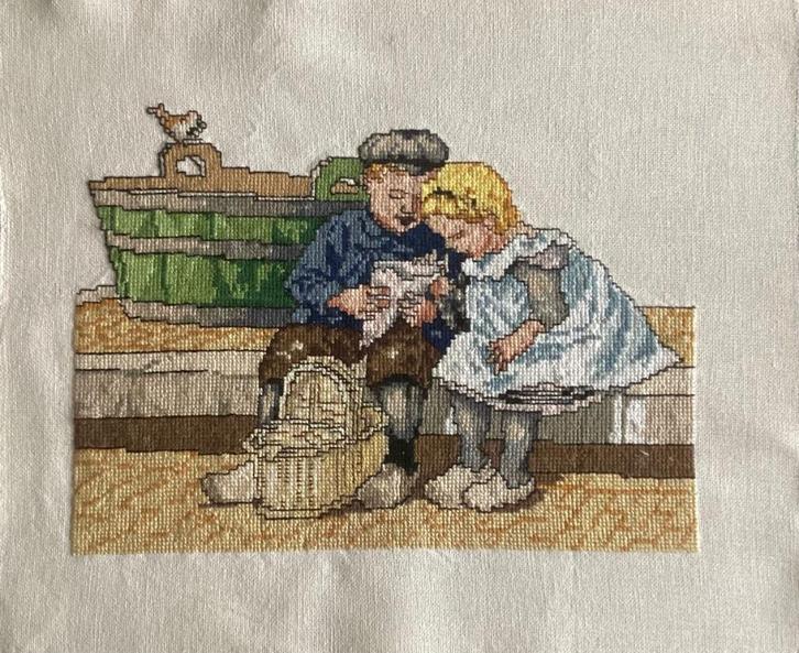 Borduurwerk, zijde, Ot en Sien, Jetses, vintage, Hobby en Vrije tijd, Borduren en Borduurmachines, Gebruikt, Overige typen, Handborduren