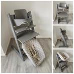 ZGAN! Stokke Tripp Trapp storm grey+babyset,newbornset,hoes, Ophalen of Verzenden, Zo goed als nieuw, Stokke Tripp Trapp, Stoelverkleiner