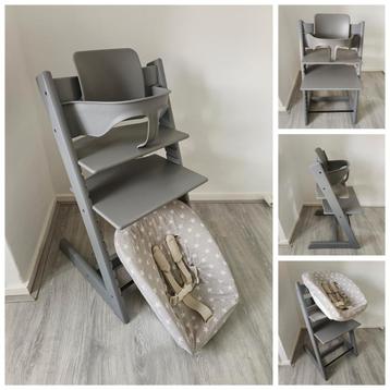 ZGAN! Stokke Tripp Trapp storm grey+babyset,newbornset,hoes beschikbaar voor biedingen
