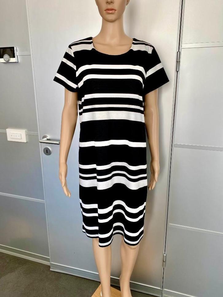 H451 Esmara maat L=42/44 jurk jurkje zwart/wit gestreept, Kleding | Dames, Jurken, Zo goed als nieuw, Maat 42/44 (L), Zwart, Knielengte