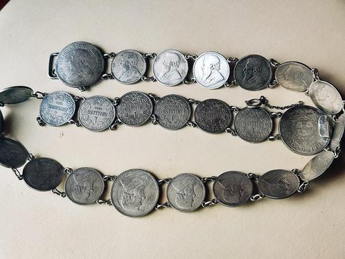 Antieke riem met 19 eeuw zilveren munten Zuid Afrika, Antiek en Kunst, Antiek | Goud en Zilver, Zilver, Ophalen of Verzenden