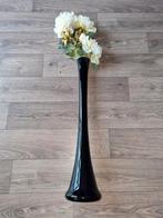 Zwarte Vaas Met Kunstbloemen, Huis en Inrichting, Zwart, Ophalen of Verzenden, 75 cm of meer, Glas