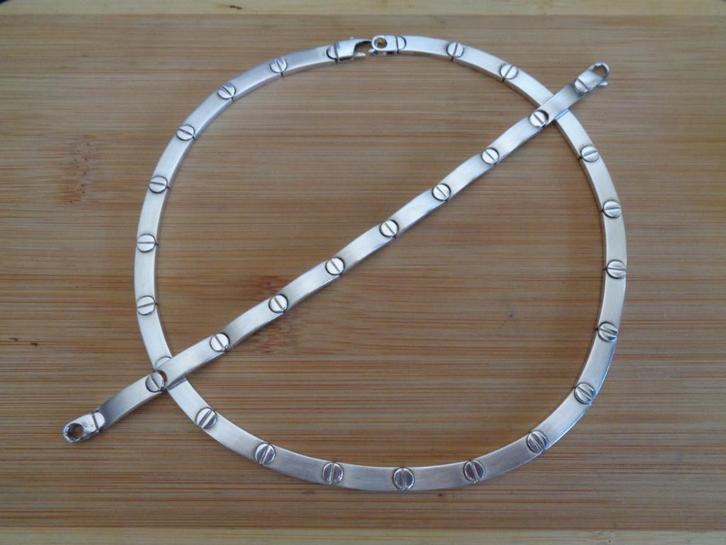 zilveren set ketting + armband [940], Sieraden, Tassen en Uiterlijk, Kettingen, Nieuw, Zilver, Zilver, Verzenden