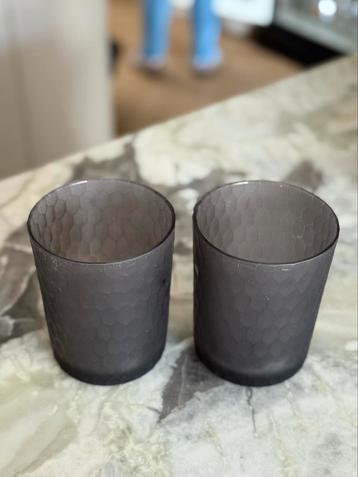 2x taupe / bruine Lifestyle windlichten - goede staat beschikbaar voor biedingen