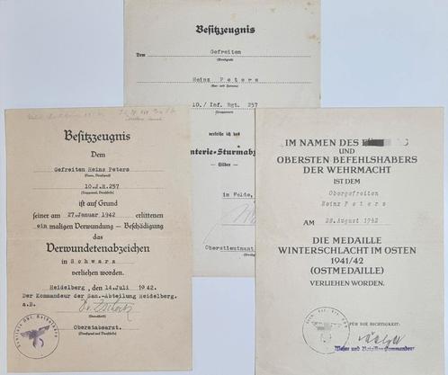 Oorkonde set Heinz Peters, Verzamelen, Militaria | Tweede Wereldoorlog, Duitsland, Ophalen of Verzenden