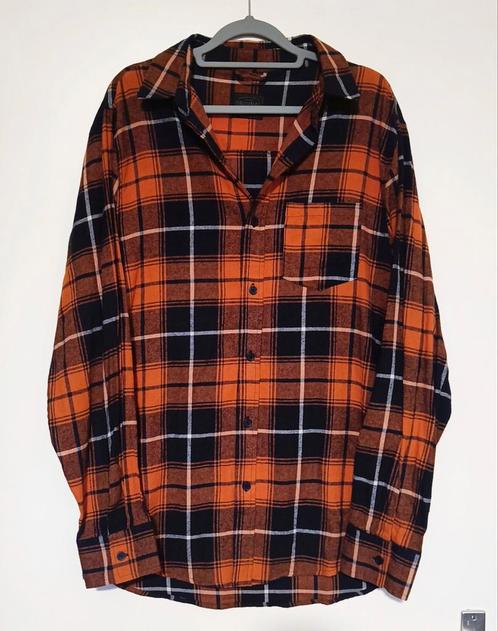 Vintage dun flanellen overhemd, oranje-blauw geruit, Kleding | Heren, Overhemden, Zo goed als nieuw, Oranje, Ophalen of Verzenden