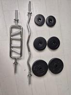 Ez curlbar, triceps bar + gewichten, Ophalen, Zo goed als nieuw