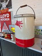 Vintage Mobil Olie Emmer groot blik, Ophalen of Verzenden