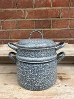 Stoompan / rijskoker grojs gewolkt emaille, Antiek en Kunst, Antiek | Emaille, Ophalen of Verzenden