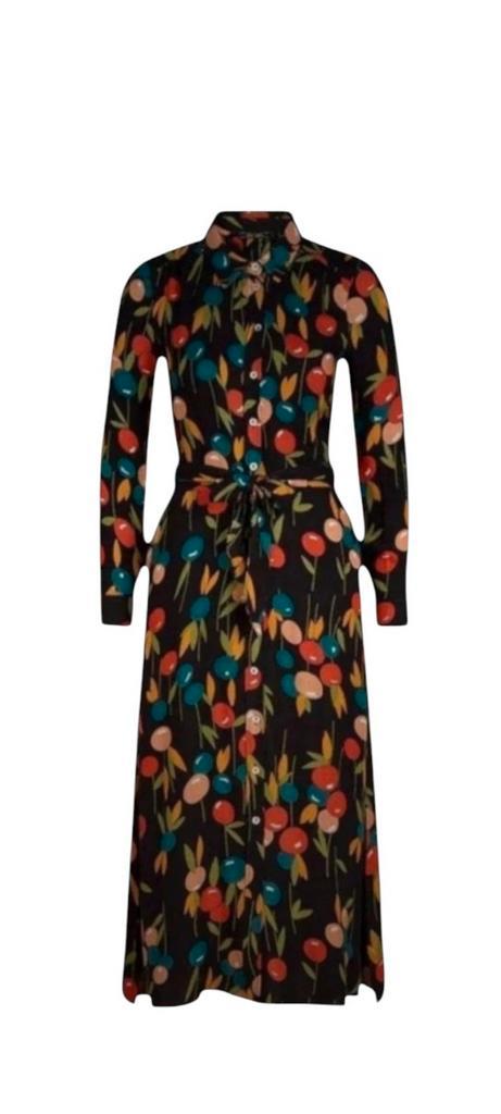 Super mooie King Louie  Rosy Lee maxi Olive maat 38, Kleding | Dames, Jurken, Nieuw, Maat 38/40 (M), Zwart, Onder de knie, Ophalen of Verzenden