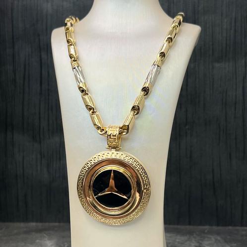 14k gouden ketting monte carlo met mercedes kettinghanger, Sieraden, Tassen en Uiterlijk, Kettingen, Nieuw, Goud, Ophalen of Verzenden
