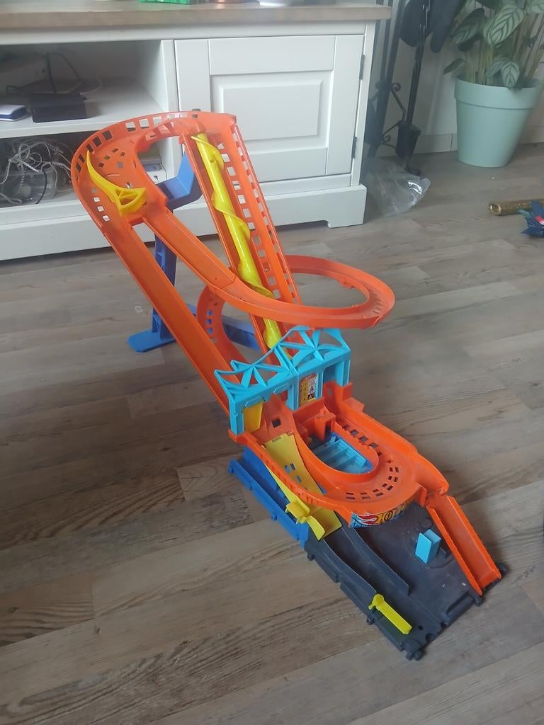 Hot Wheels City achtbaan rally baanset, Racebaan, Ophalen of Verzenden, Zo goed als nieuw, Hot Wheels