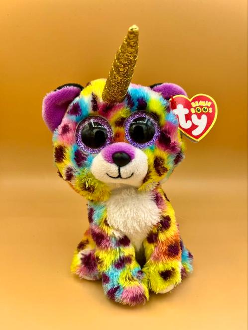 TY Beanie Boo – Giselle de luipaard-eenhoorn (15cm), z.g.a.n, Kinderen en Baby's, Speelgoed | Knuffels en Pluche, Zo goed als nieuw
