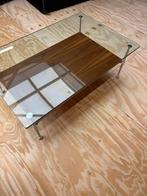 Glazen Salontafel met Houten Accent, Ophalen, 100 tot 150 cm, 50 tot 100 cm, Minder dan 50 cm