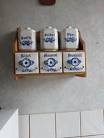 Delfts Blauw Kruidenrek met Potten, Ophalen of Verzenden, Gebruikt