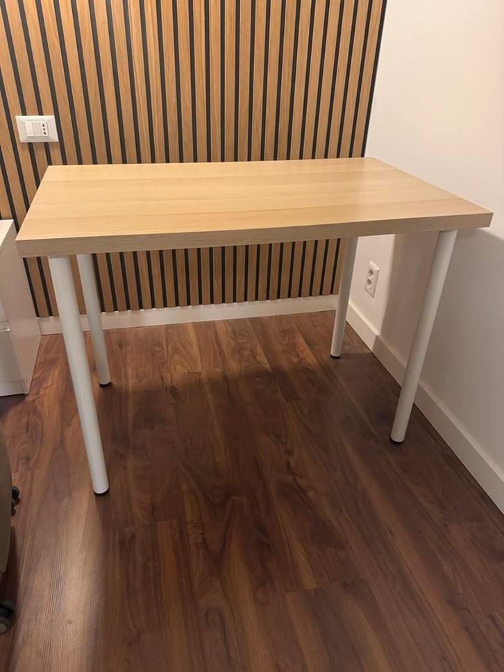 IKEA LINNMON/ADILS Bureau + Lamp (white and oak), Antiek en Kunst, Antiek | Meubels | Tafels, Ophalen