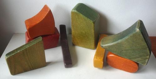19 kleurige houten blokken die de fantasie stimuleren, juist, Kinderen en Baby's, Speelgoed | Houten speelgoed, Gebruikt, Overige typen