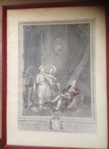 Brocante oude prent / Le petit jour / Freudeberg en Linger beschikbaar voor biedingen