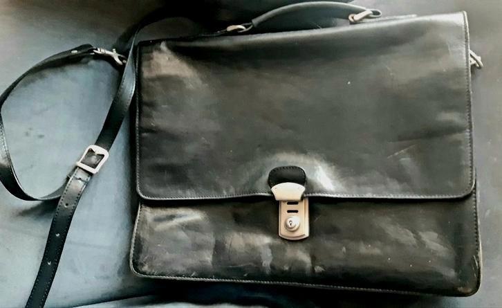 lederen aktetas zakentas Arpello, Sieraden, Tassen en Uiterlijk, Tassen | Schoudertassen, Zo goed als nieuw, Zwart, Leer, Ophalen